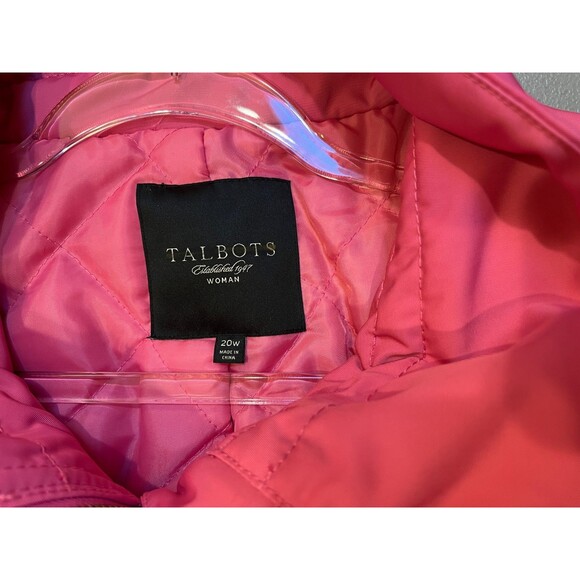 Talbots Plus sz 20 Weather Resistant Cinch Waist Zip Up Barbie Pink Jacket Coat - Picture 7 of 12